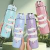 1PC Group White Whale Silhouette 750ml Color Plastic Sports Water Bottle Leakproof Flip Straw Lid Suitable for Sports Office Home Use