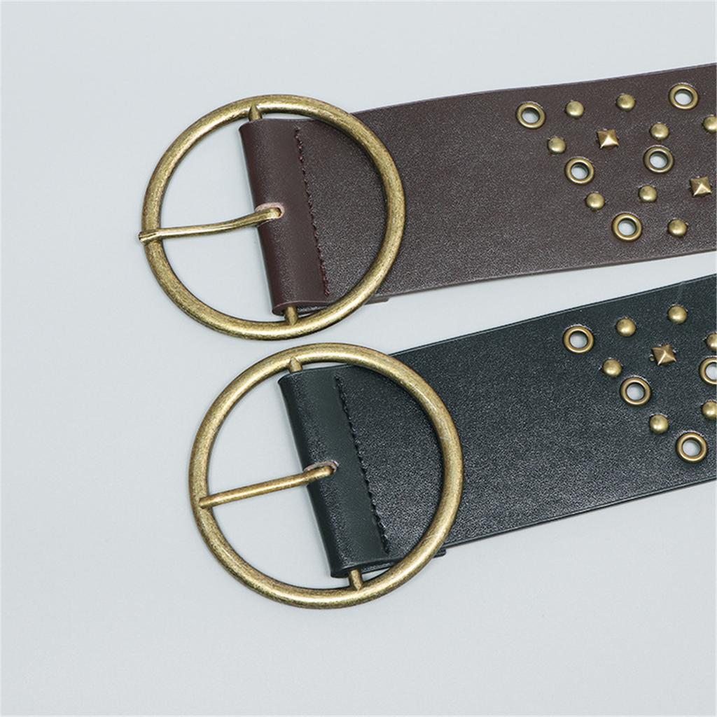 PU Leather Waist Belt with Pin Buckle Harajuku Alloy Rivet Waist Belt Woman Girls Jeans Dresses Skirt Coat Waistband