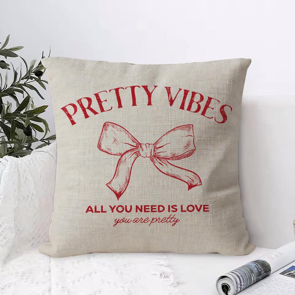 Korean Trendy Bow Cushion Cover Breathable Linen Pillow Cover Skin-Friendly Home Decor Pillowcase With Hidden Zipper