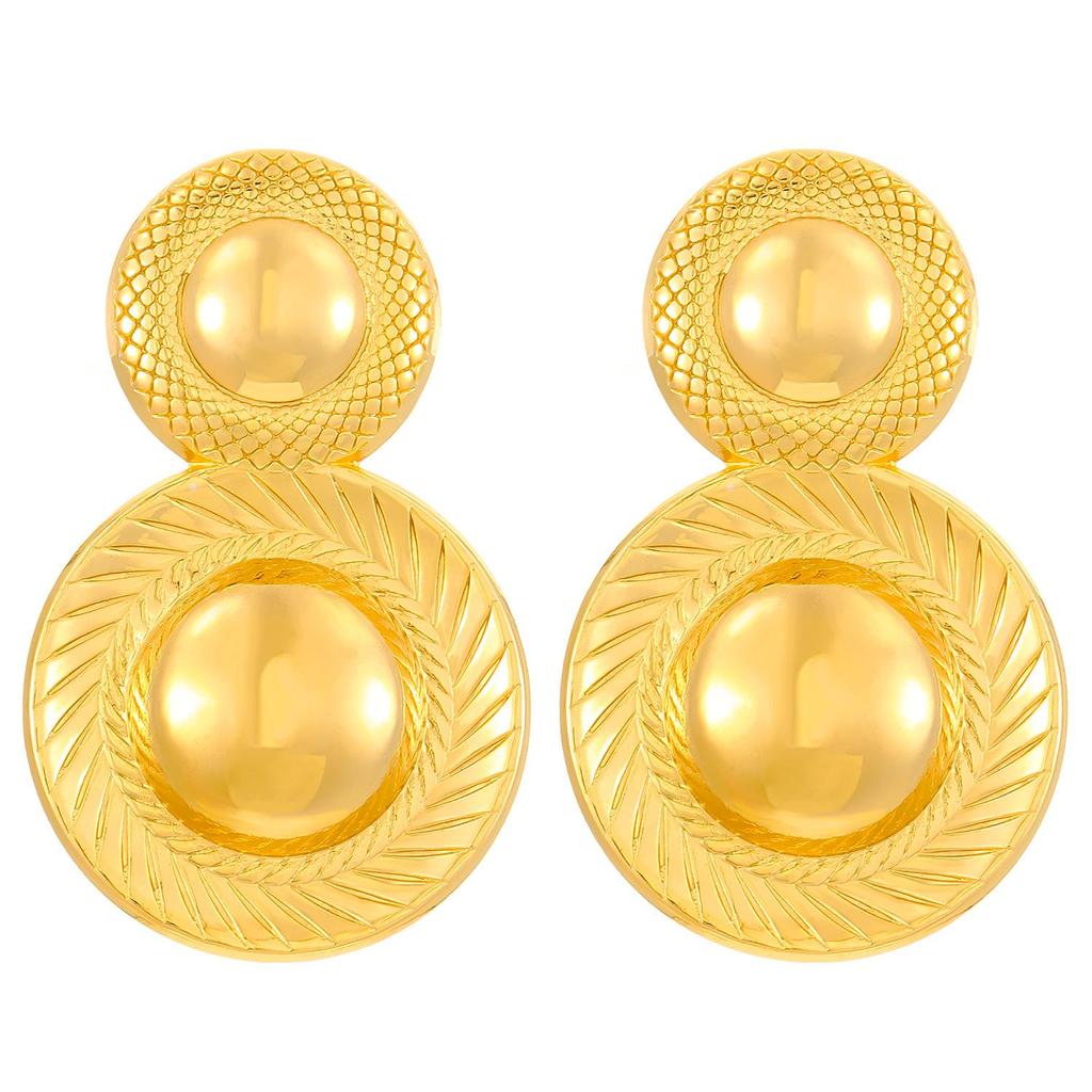 Vintage Titanium Steel Geometric Earrings: European & American Retro Style, Smooth Irregular Pleated Design