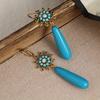 Attractive Tassels Flower Dangle Earrings Blue Stone Silver Color Earrings Women Jewelry
