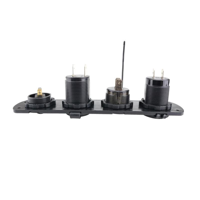 4 Holes Switch Panel Dual USB LED Port 12V Power Socket Digital Thermometer Voltmeter  for Boat Car Truck