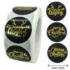 500Pcs Merry Christmas Stickers Pvc Black Background  Stamping Adhesive Labels Christmas Gift Sealing Stickers