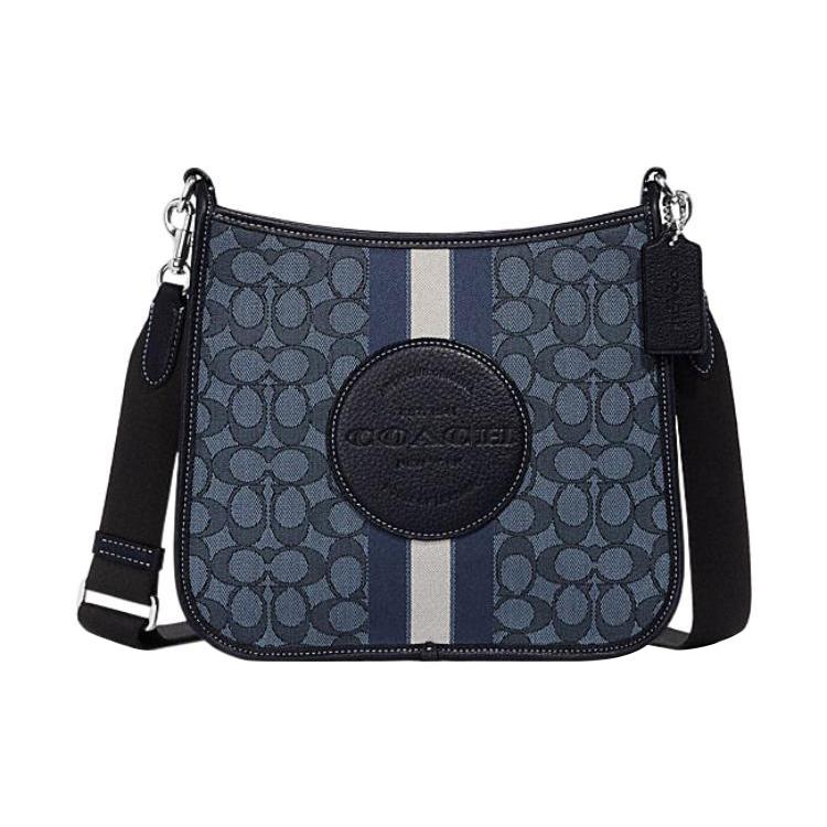 

Новая тканевая сумка через плечо COACH Dempsey из коровьей кожи, сумка-кроссбоди большого размера, женская, синяя CA195-SVVGD 26.9*7.1*25.4CM