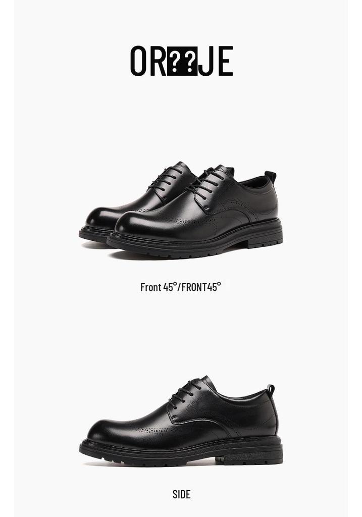 Red Dragonfly Men's Genuine Leather Formal Brogue Derby Shoes for Business, Wedding, and Groom.