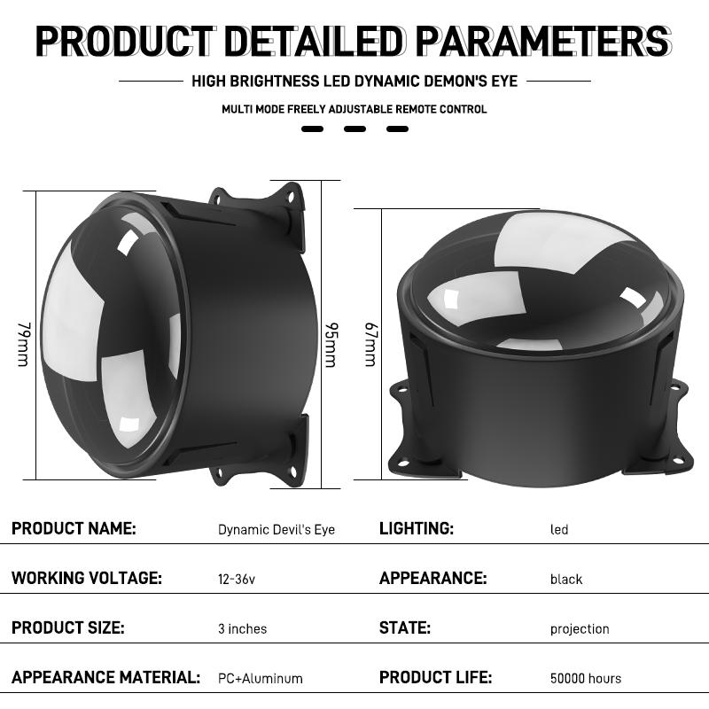 Dynamic LED Car Headlight Devil Eyes Lens Lights Front Spotlight Fog Lamp Lighting Headlight Assembly Auto Retrofit Accessorie