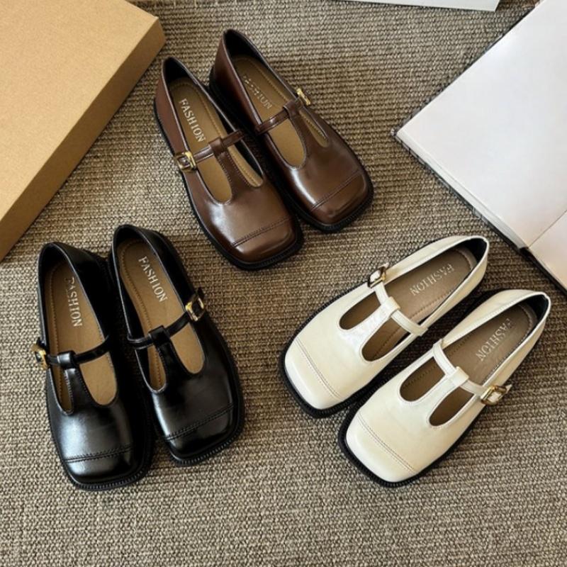 Fashion 2025 New Spring Autumn Leather Women Shoes Mary Jane Retro Solid Color Loafers Low Heels Casual Comfortable Soft Ladies Shoes