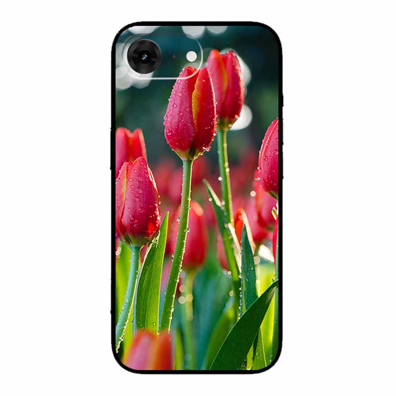 For iPhone 16e 2025 Case 16 E Coque Flowers Black Silicone Soft Back Cover Case For iPhone 16e Phone Cases 6.1" Funda Shockproof
