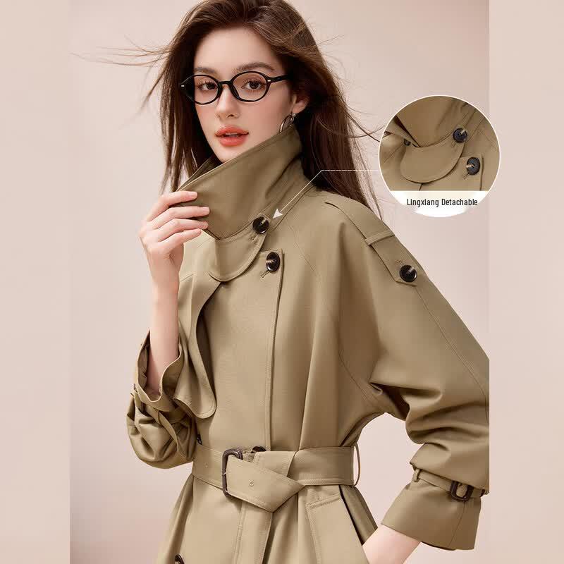Bailuyu Retro Double-breasted Khaki Trench Coat