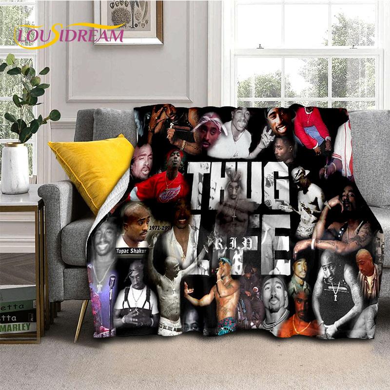 Rapper Eminem Tupac 2pac Hip-Hop Music Rap God Blanket,Soft Throw Blanket for Home Bedroom Bed Sofa Picnic Travel Cover Gift