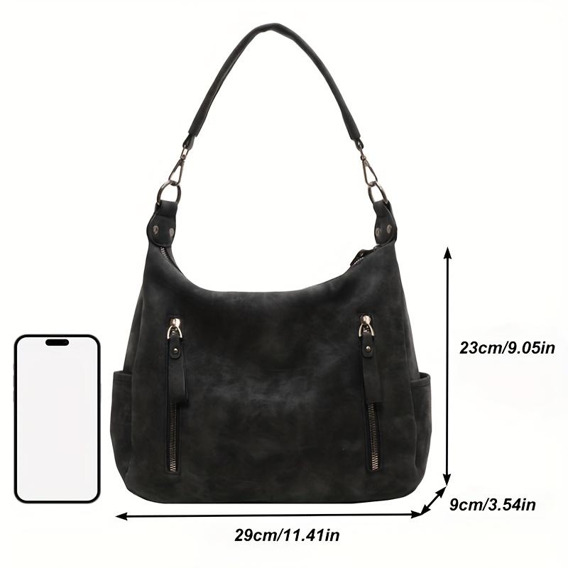 Vintage Synthetic Faux Leather Handbag with Multiple Pockets Large Capacity Zipper Closure Adjustable Strap Golden Te Hardware