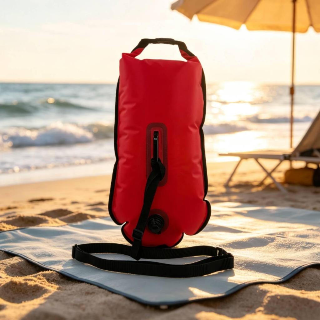 Swim Buoy Dry Bag Waterproof with Shoulder Strap Inflatable Flotation for Swimmers,