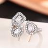 Huitan Luxury Trendy Geometric Cubic Zircon Opening Rings for Women Silver Color Wedding Party Statement Jewelry Geometric Ring