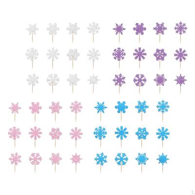 48x Topper per Cupcake di Natale Decorazione per Torta Fai da Te Tema Invernale Fiocco di Neve
