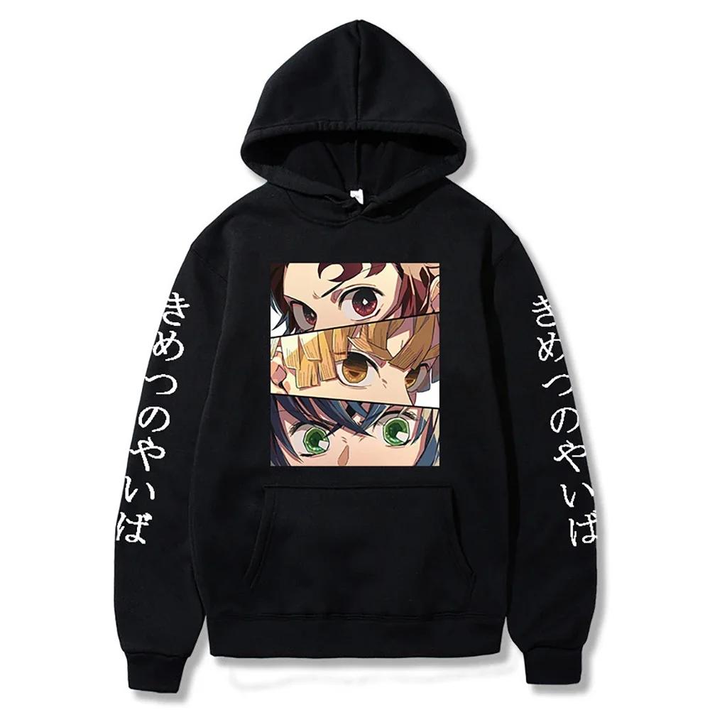 Japan Anime Demon Slayer Graphic Printed Hooded Women Hoodies Long Sleeve Sweatshirt Harajuku Casual Girl Clothes Tops