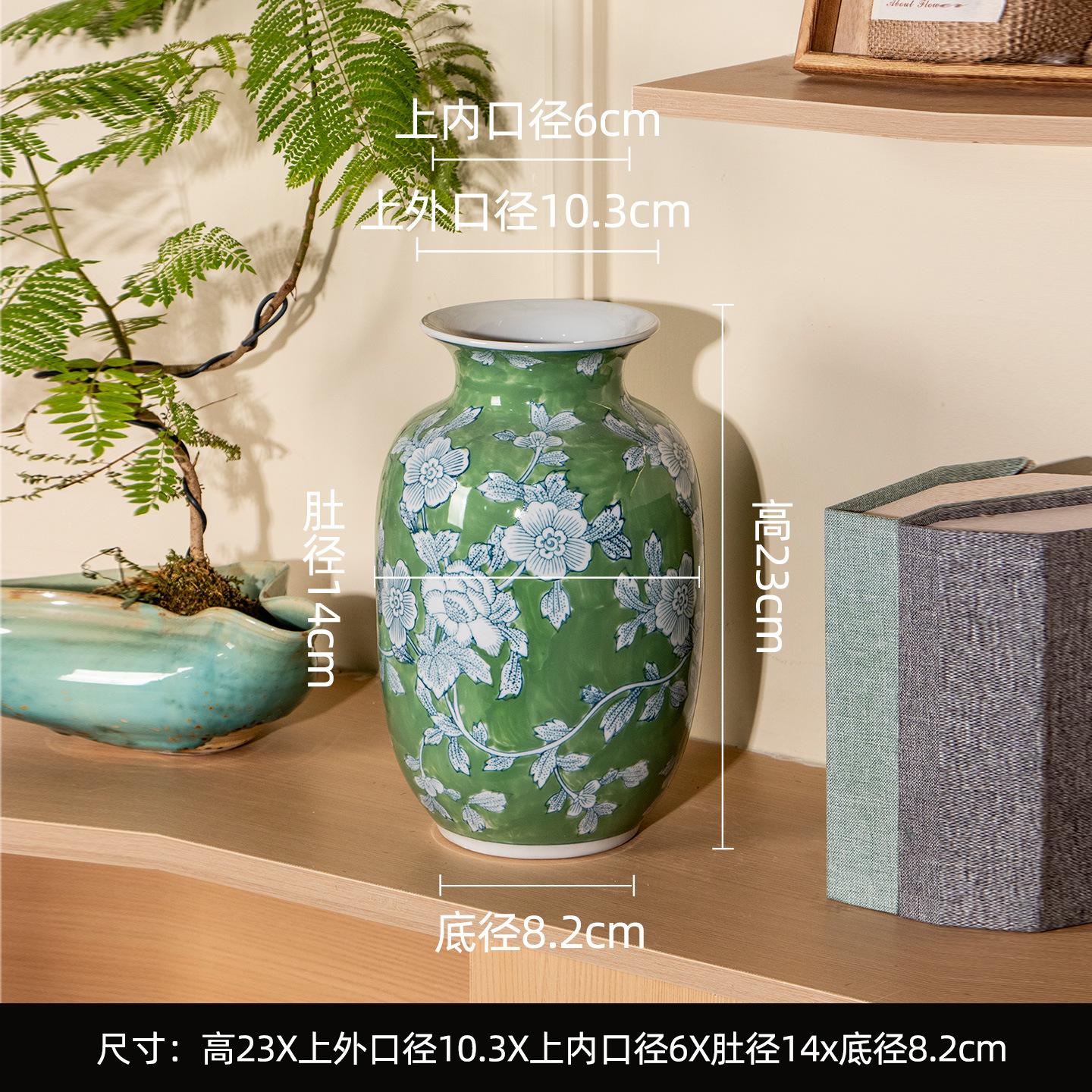 Chinese Blue and White Porcelain Ceramic Vase Colored Handmade Rose Ceramic Jar Flower Vase Flowerpot Home Decoration