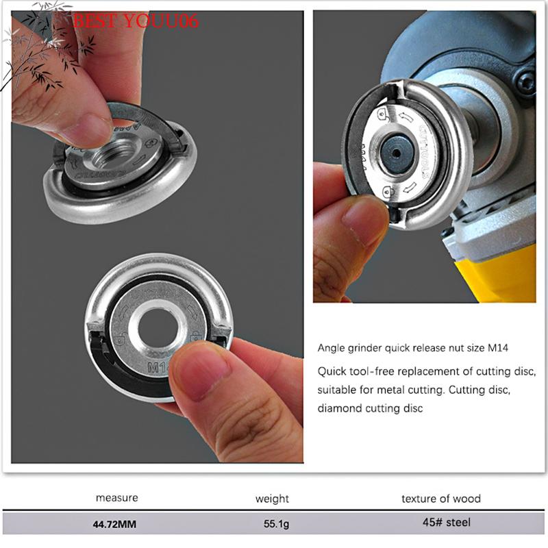 Hot M14 Thread Angle Grinder Self-Locking Pressing Plate Angle Grinder Pressing Plate Quick Release Flange Nut Power Chuck Tool