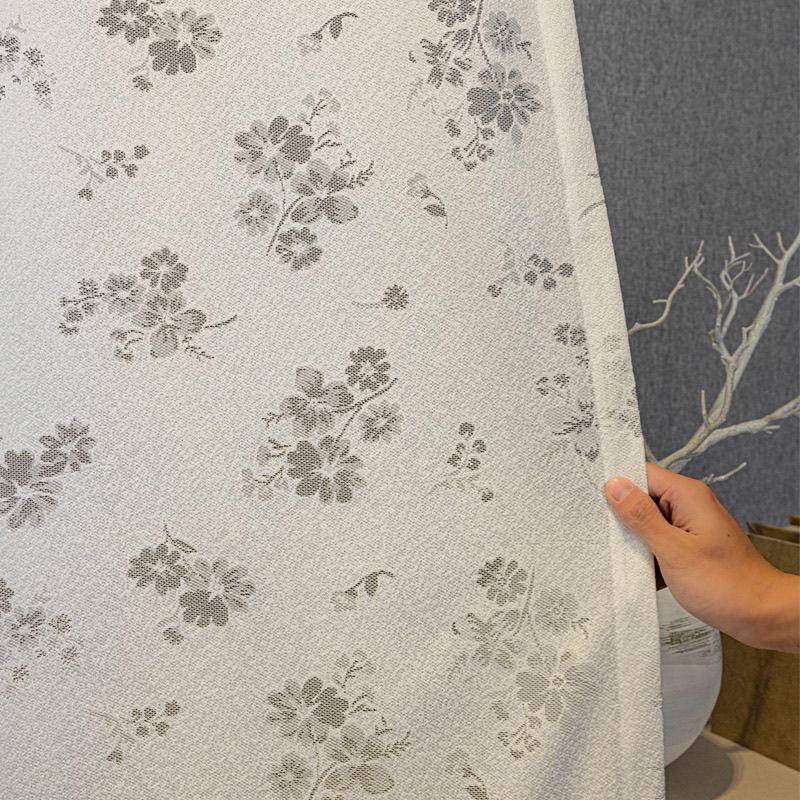 White Embroidered Peach Blossom Sheer Curtains, Semi-Transparent  for Bedroom and Living Room, Living Room Drapes | Elegant Window Treatment |