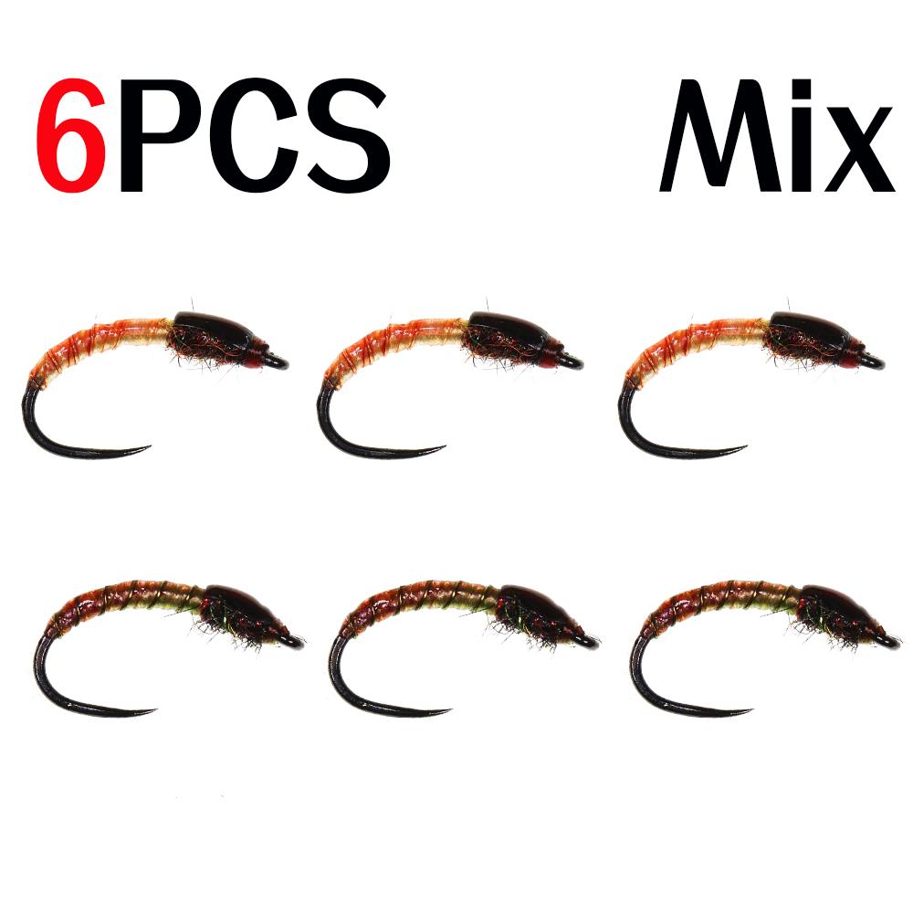 

6PCS Mealworm Fly for Fly Fishing-Realistic Insect Larvae Pattern Nymph Bait for Catfish & Bottom Feeder Fish