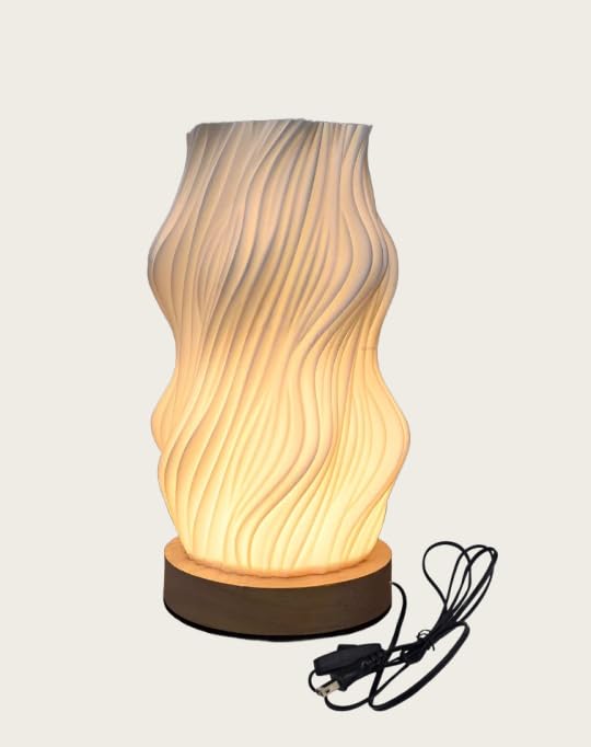

TT 3D Printed Creative Wooden Small Table Lamp, Curved Night Light, Bedside Mood Light, Water Ripple Design, Ambient Lighting, Bedside Room Light, Eye