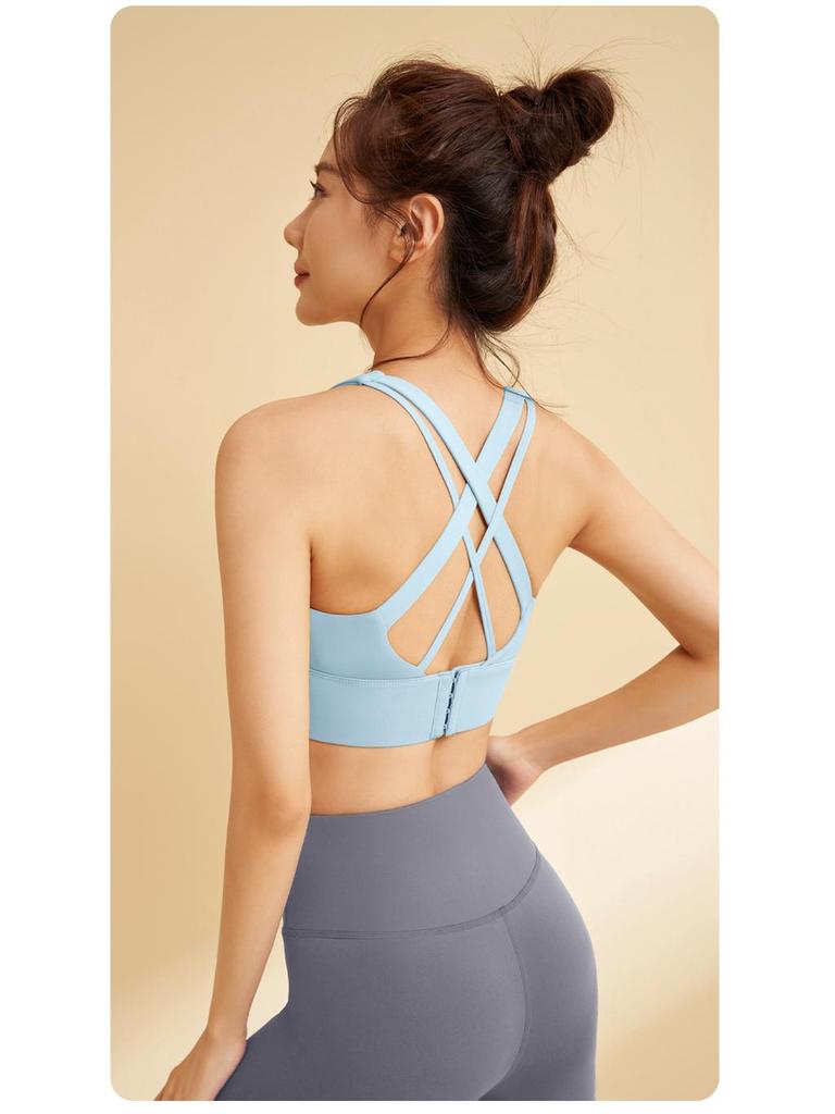 Soutien-gorge de sport antichoc haute élasticité avec coussinets amovibles et boucle pour femmes
