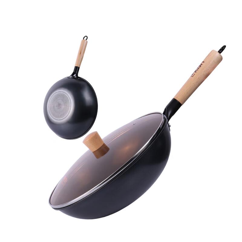 Konbach 30cm Unbeschichteter Eisen-Wok-Set