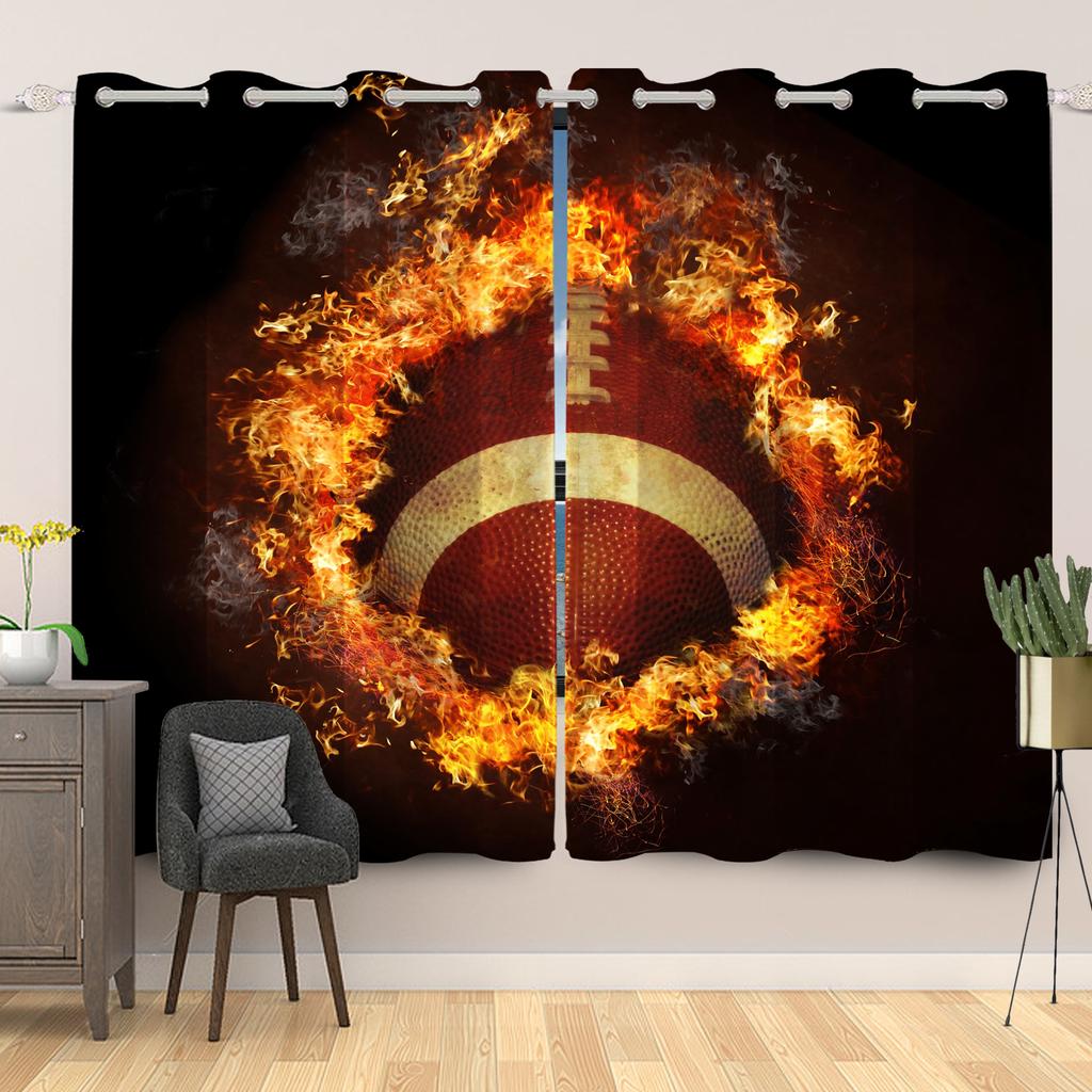 Light Blocking Sports Themed Curtains Multiple Designs Fan Bedroom Living Room Decor Top Window Drapes Curtain Polyester With Grommet Washable Ready