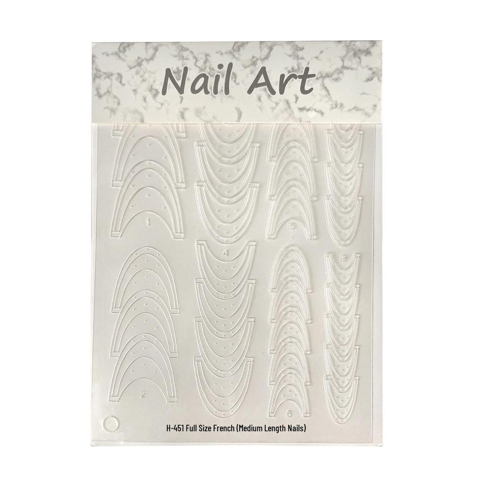 Ultra-Thin Transparent French Nail Art Templates - Hollow Stickers with Pat-on Glue