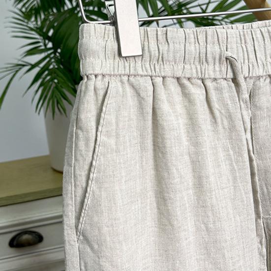 Heren Linnen Broek Casual Losse Pasvorm Rechte Broek met Trekkoord Wijde Pijp Golfbroek Zomerkleding voor Vakantie Reizen Werk Dagelijks Leven