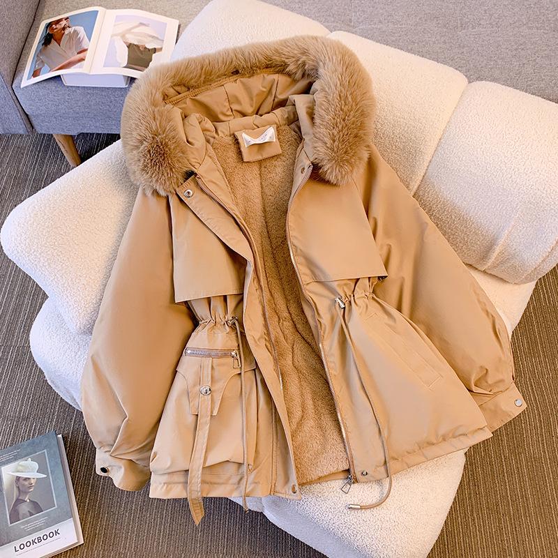 Korean Fashion 2025 Winter Women's Thick Fleece-lined Down Cotton Parka - Plus Size Warm Outerwear