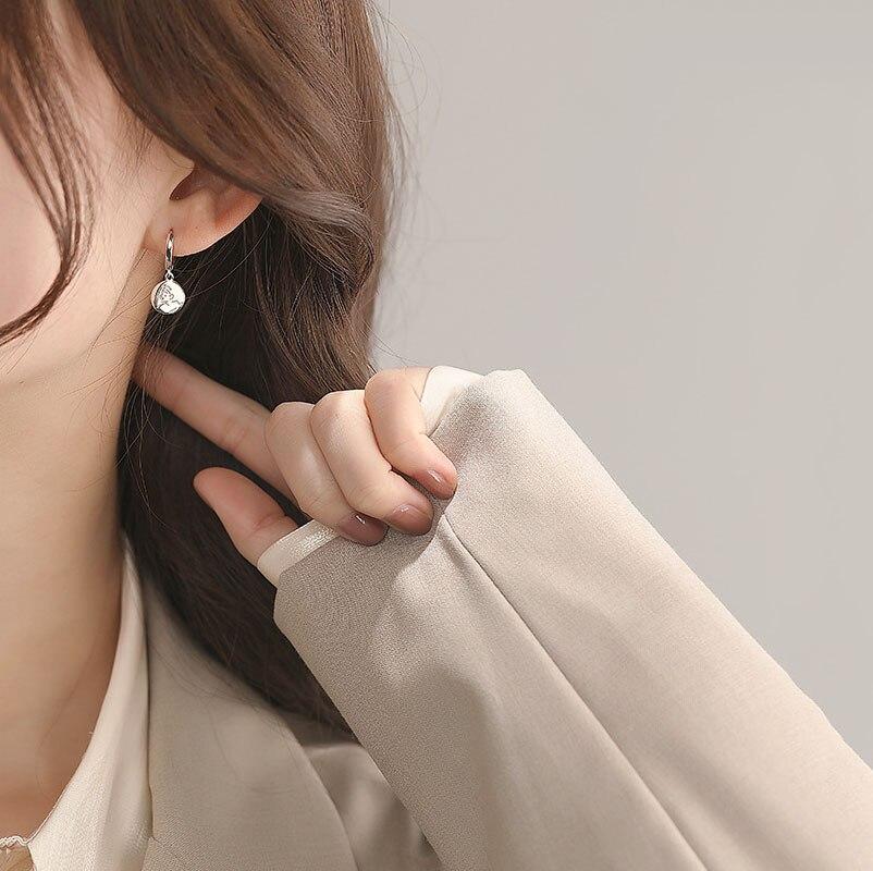 925 Sterling Silver Round Disc Hoop Earrings for Women Men Geometric Earrings Party Jewelry Gifts S-E1349