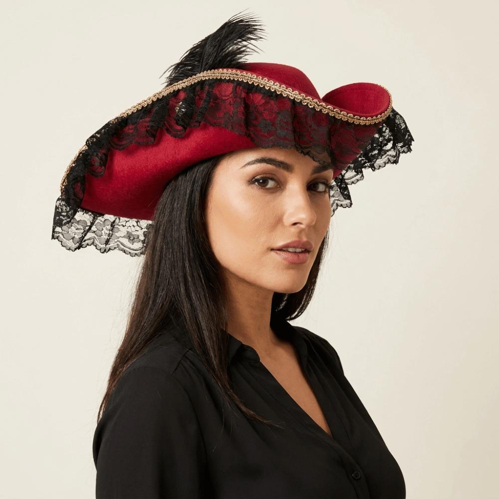 Solid Color Captain Hat Jack Hat Adult Tricorn Hat Vintage Cosplay Pirate Hat  Halloween
