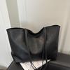 New Simple Solid Color Versatile Tote Bag Fashion Commuter Light Luxury Trend Faux Leather Design Shoulder Bag