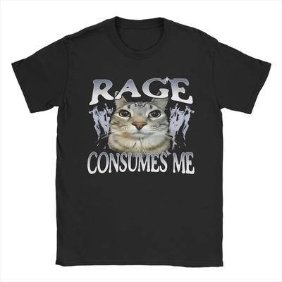 Streetwear T-Shirts Sommer Wut Verzehrt Mich Katze Freizeit T-Shirts Baumwoll T-Shirt für Männer Frauen Y2K Retro Günstiger Druck Kurzarm