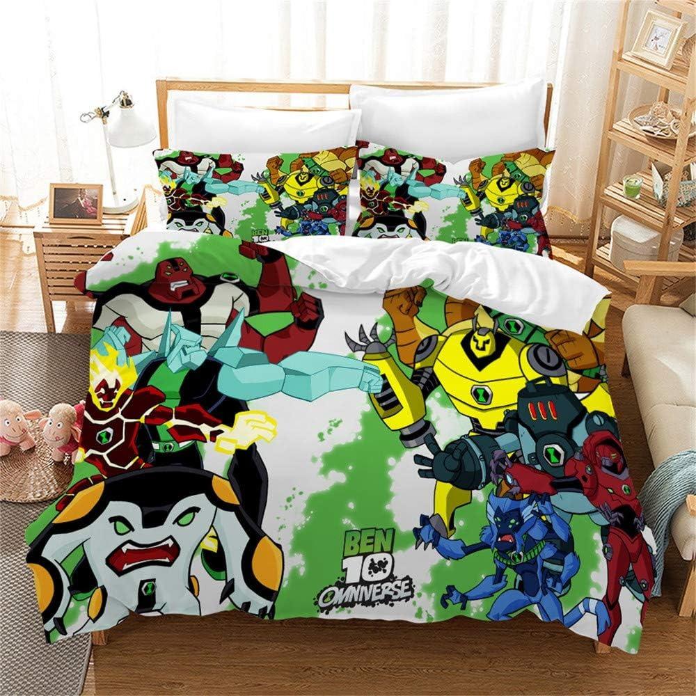 Exquisite Cartoon Ben 10 Wallpaper Anime Print Bedding Set Duvet Cover Comforter Bed Youth Kids Girls Boys Birthday Gift