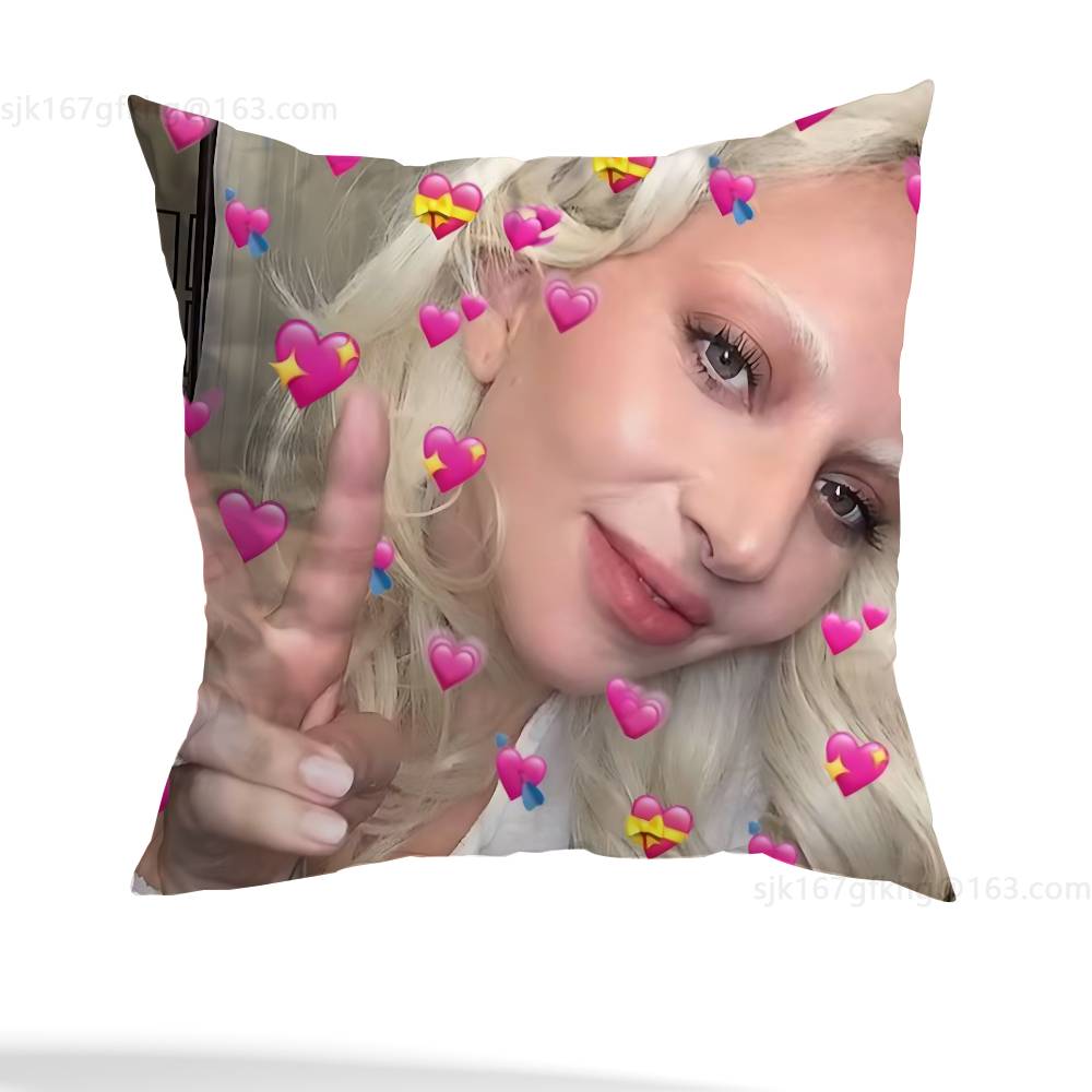 Singer L-Lady Gaga Pillow Case Anti-dustmite Pillowcase Invisible zipper silky short plush Sofa cushion cover