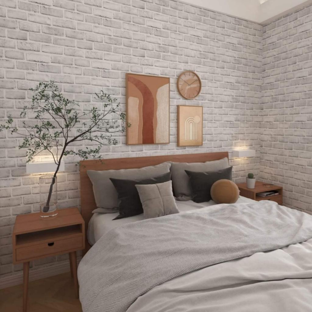 Jiroka Brick Wallpaper Peel and Stick Remake Light 44cm Wide x 3m Scandinavian Interior Renovation DIY Decorative Suitable for Rental Properties