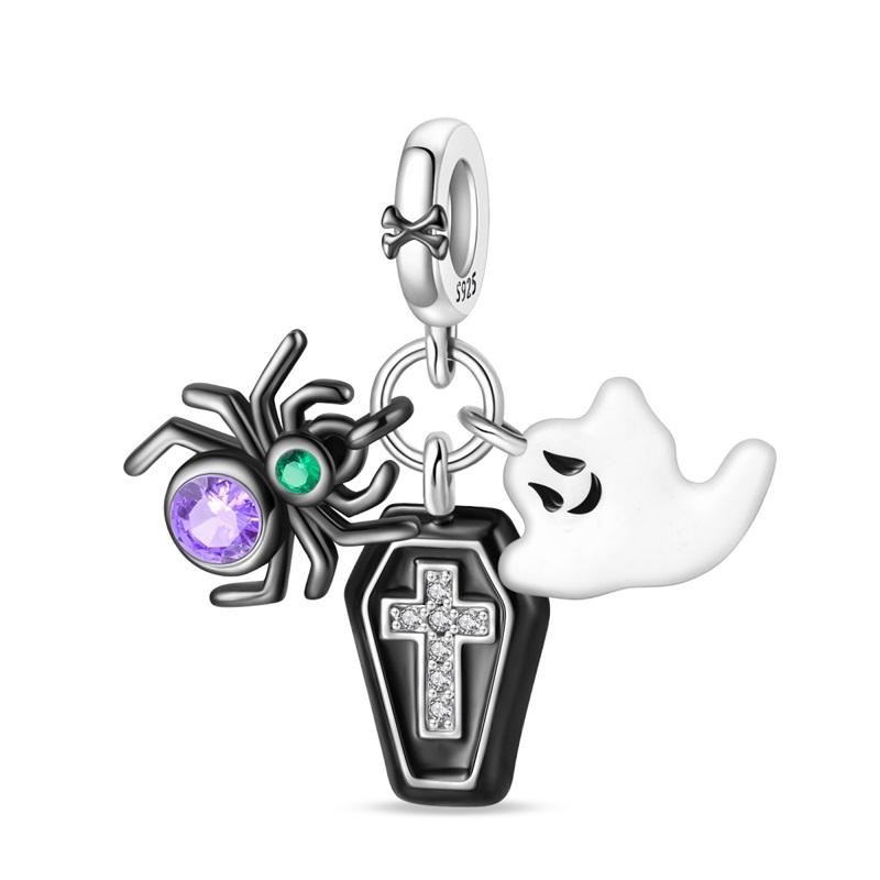 Colorful Copper Purple Witch & Eagle Dangle Charm Fits Bracelet For Women Diy Halloween Pumpkin Beads Party Gift