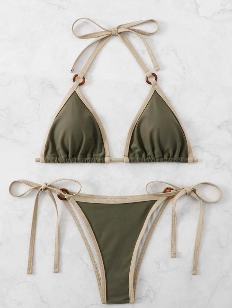 2023 European American Fashion Solid Color Sexy Two-Piece Women's Bikini Swimsuit