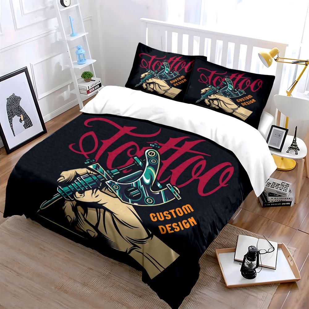 Tattoo machine and text. Bedding sets Duvet cover sets Duvet covers Pillowcases(1*Duvet Cover 2*Pillowcases without duvet insert)