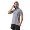 Men's Summer Quick-Dry Hooded T-Shirt - Ice Silk, Short-Sleeve, Elastic, Perfect for Fitness, Running, and Training.