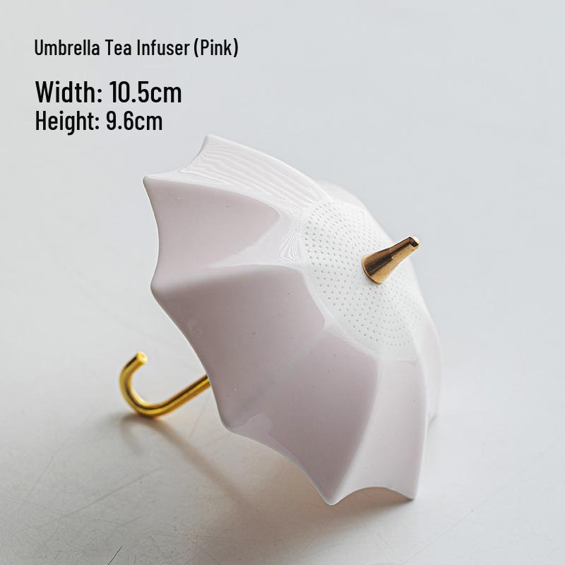 Creative Blue & White Porcelain Umbrella Tea Strainer - Ceramic Rotating Filter & Tea Table Decoration