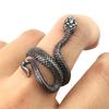 Punk Snake Ring for Men Women Exaggerated Antique Silver Color Fashion Personality Stereoscopic Opening Adjustable Ring