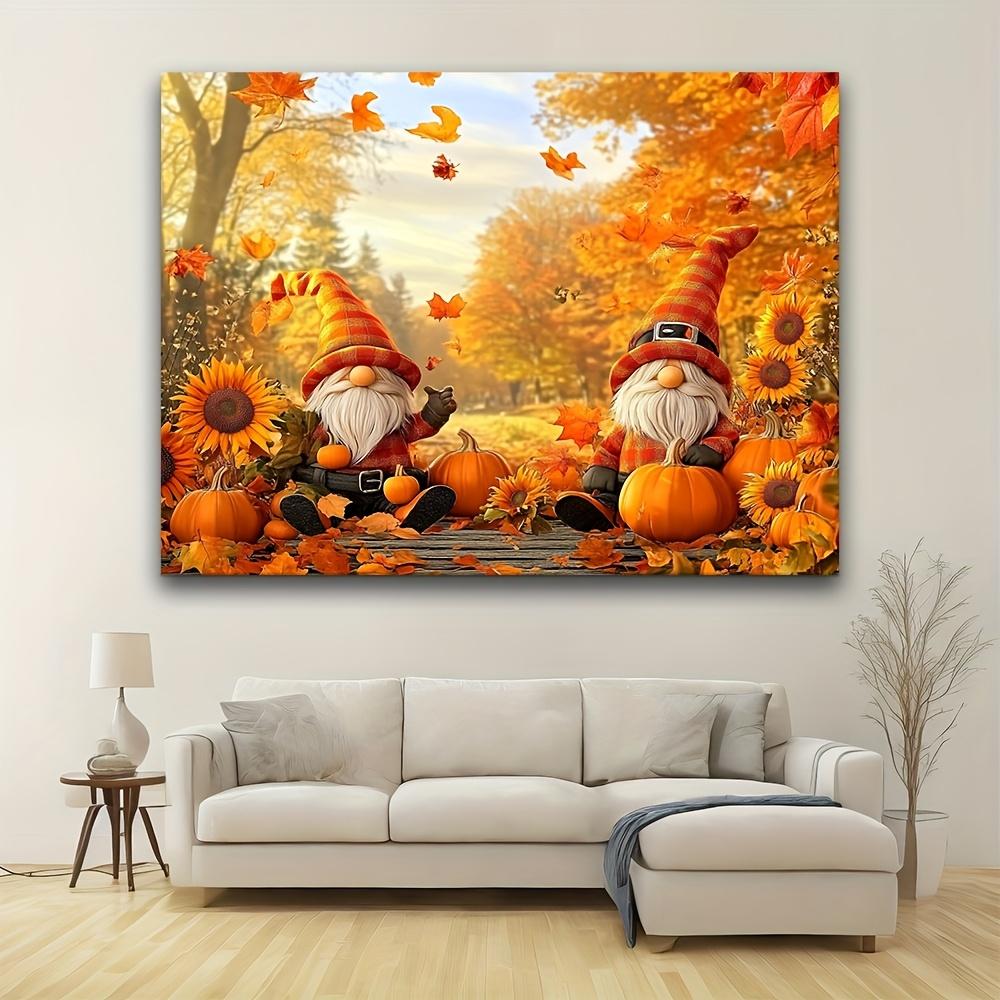 A multi-functional autumn goblin figurine with a pumpkin background made of 100% polyester fiber material