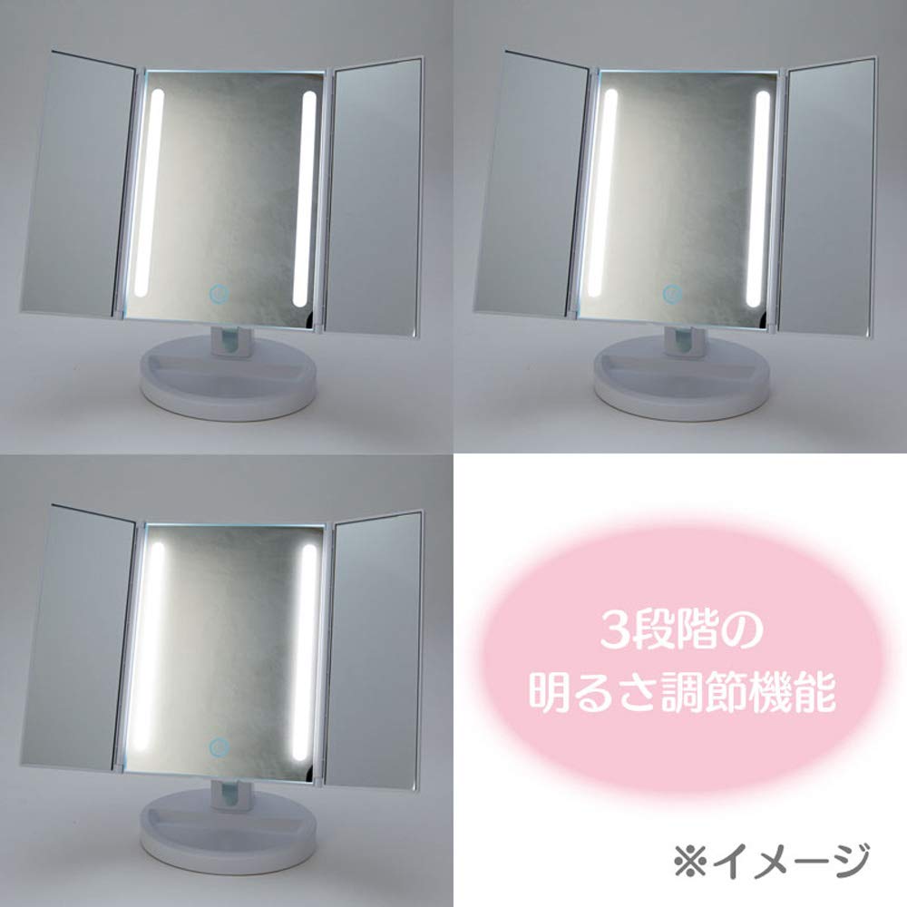 Sanrio Kuromi Lighted Mirror, Approx. 33.5 x 12 x 28.5 cm (with door open), ABS Resin Glass, 064271