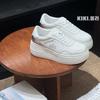 Leather 2025 autumn new fashion platform white shoes women's versatile comfortable casual sports lace-up Korean version of board shoes