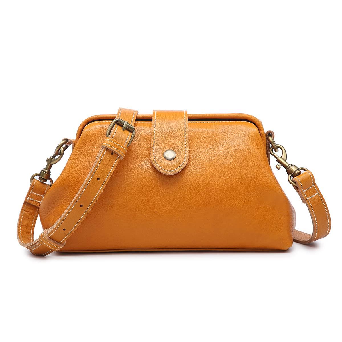 

AKIYAMA Shoulder Dulles Genuine Retro Clasp 5 Colors Women s Bag, Bag, Handbag, Mini, Leather, Doctor s Style, Closure, Handmade, 2-Way, (Camel)