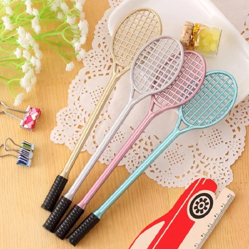 10pcs Creative Tennis Racquet Styles Gel Pens Badminton Racket Ballpoint Pen 0.38mm Black Kawaii Stationery Office School Suppli