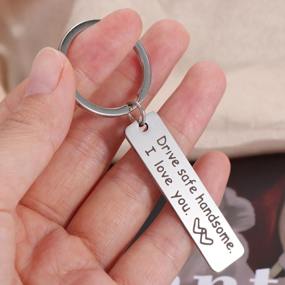 Stainless Steel Drive Safe Keychain Letter Keychain  Gifts for Valentines Day