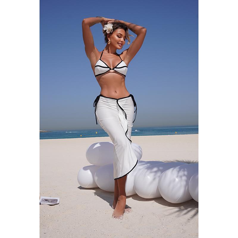 Sexy 3 Pieces Bikini Set Micro Bikini Women Swimsuit Female Swimwear Long Skirt Bikini Set Bathing Suit Beachwear Cover Up